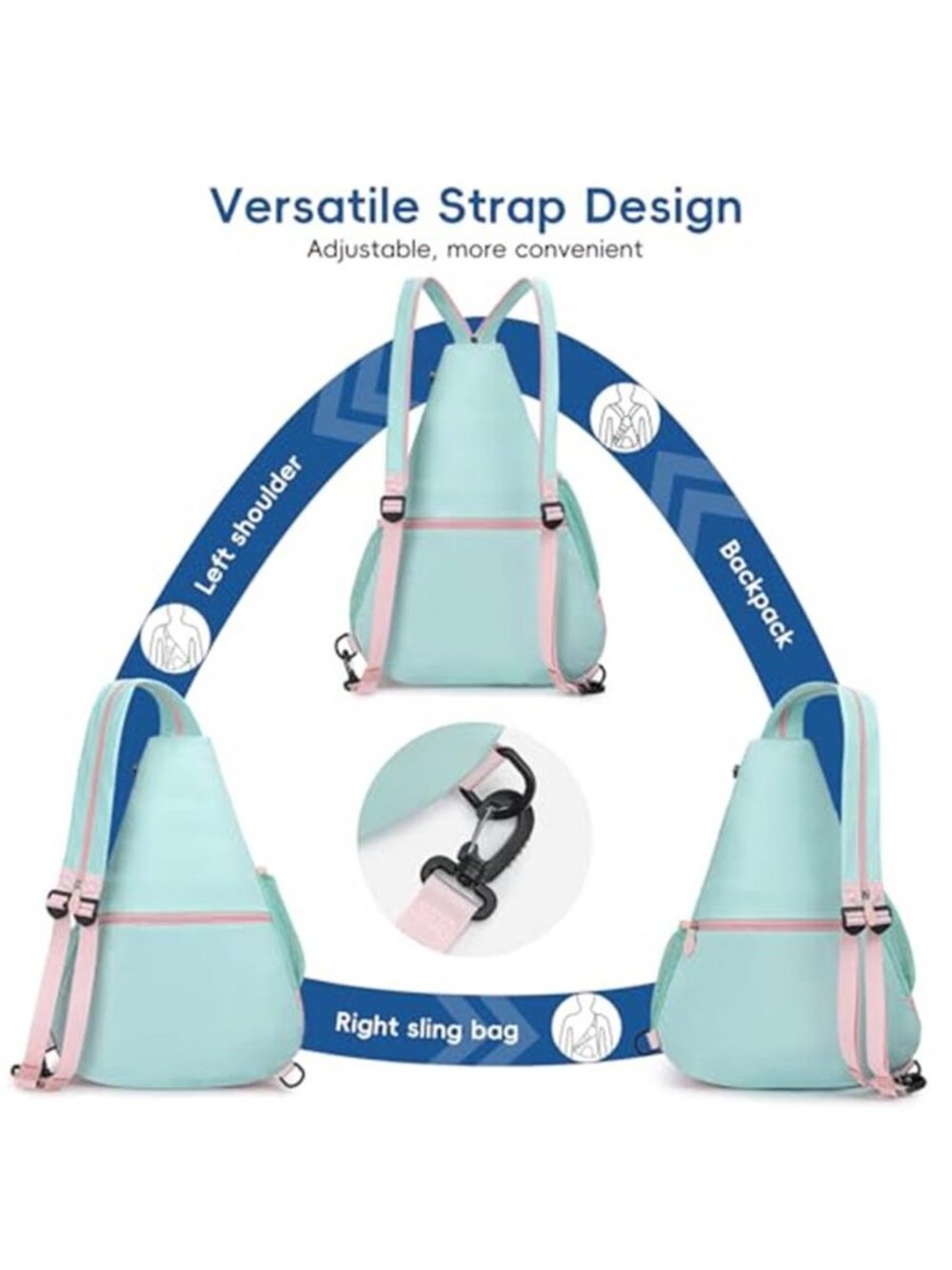 Pickleball Sling Bag Lightweight Convertible Paddle Backpack - Picture 4 of 6